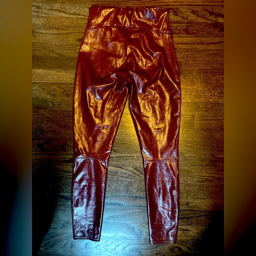 Spanx patent leather leggings size M Crimson Oxblood